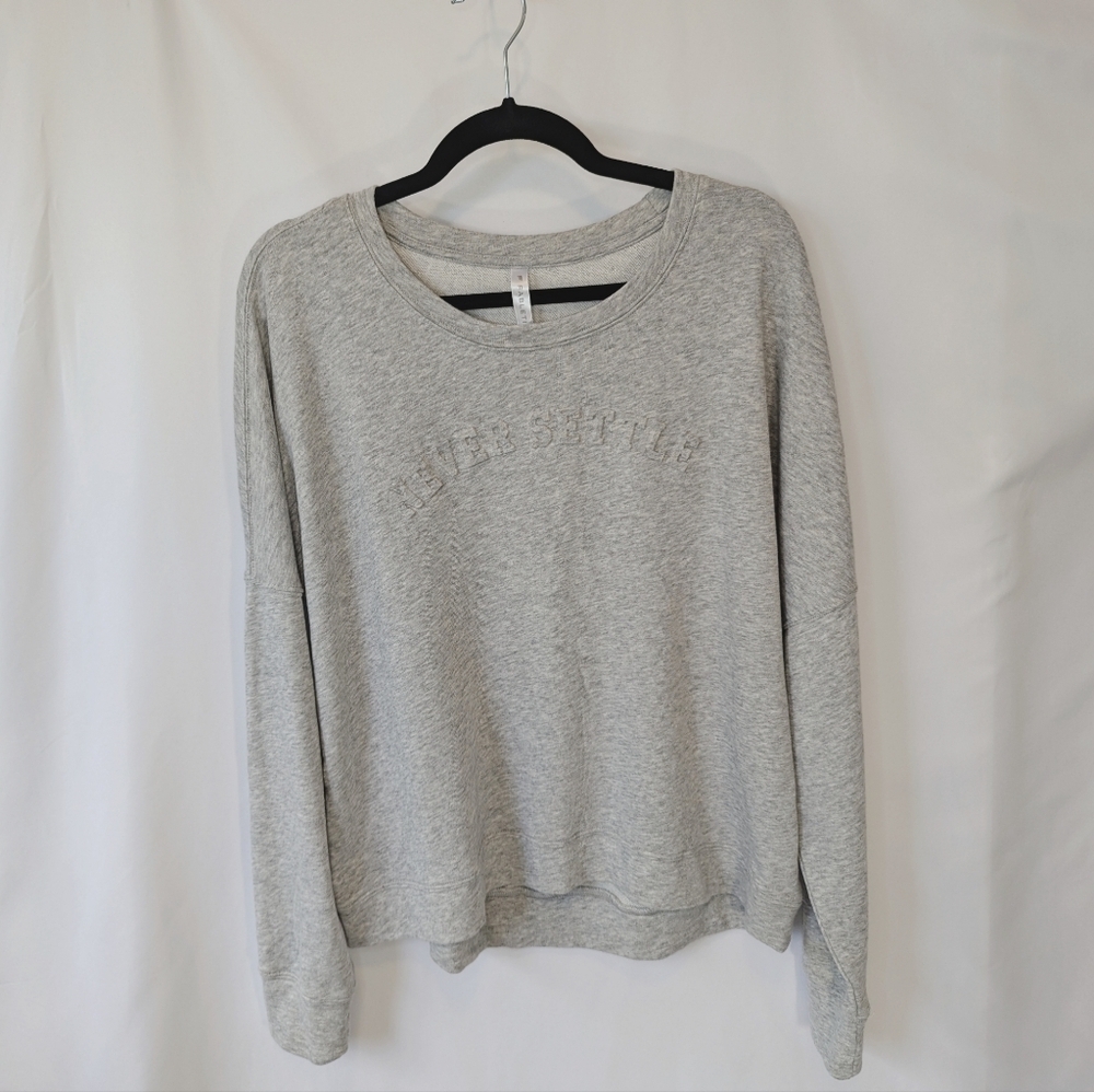 Fabletics 'Never Settle' Stacey Crop Sweatshirt, Drop Shoulder, Women's size XXL